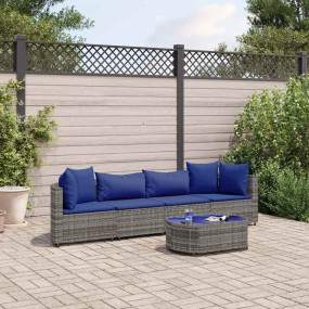 Patio Sofa Set Set of 4 Gray PE rattan Large
