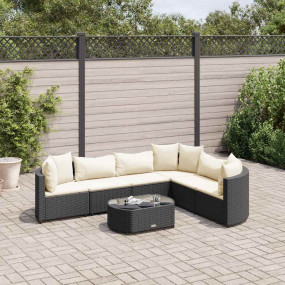 Patio Sofa Set Set of 6 Black, Cream White