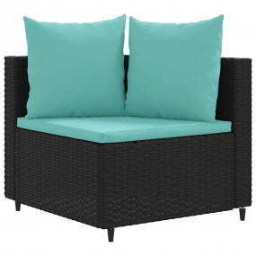 Patio Sofa Set Set of 6 Black, Water blue