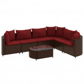 Patio Sofa Set Set of 6 Brown