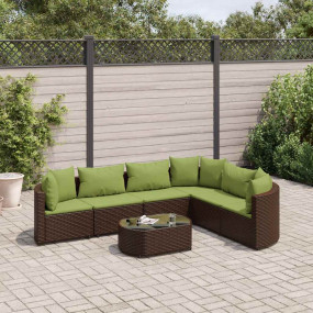 Patio Sofa Set Set of 6 Brown