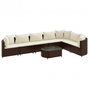 Patio Sofa Set Set of 7 Brown, Cream White