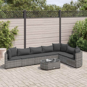 Patio Sofa Set Set of 7 Gray PE Rattan 8 Piece Modular