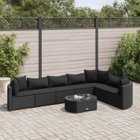 Patio Sofa Set Set of 7 Black