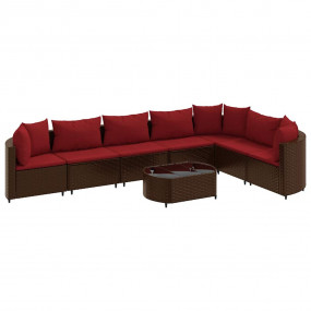 Patio Sofa Set Set of 7 Brown, Cinnamon Red
