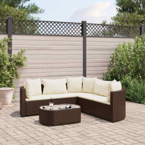 Patio Sofa Set Set of 5 Brown, Cream