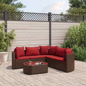 Patio Sofa Set Set of 5 Brown PE rattan Modular Garden ...