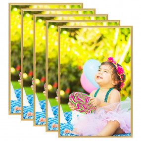 Photo Frame Set of 5 Gold MDF, PS, PVC 27.6 x 35.4 in