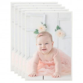 Photo Frame Set of 5 Silver PVC, MDF, PS (polystyrene)