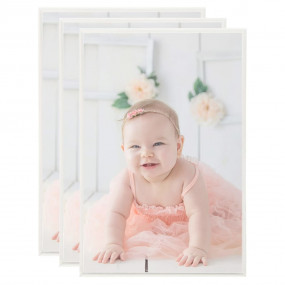 Photo Frame Set of 3 Silver PVC 28 x 35.4 in Wall mount...