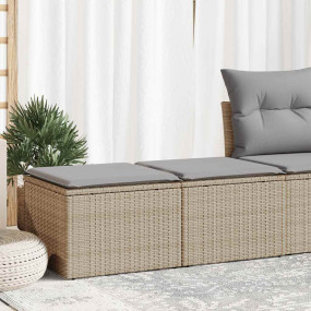 Garden Sofa Set Beige Poly Rattan, Acacia, Polyester St...