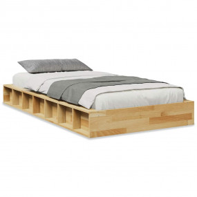 Bed Frame Oak Solid Oak Wood 35.4x74.8 in Bed Frame Rec...
