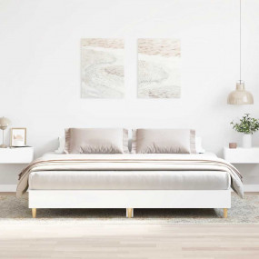 Bed Frame White Engineered Wood, Solid Eucalyptus Wood,...