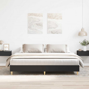 Bed Frame Black Engineered wood, solid eucalyptus wood,...