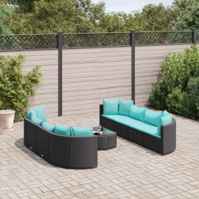 Patio Sofa Set Set of 8 Black and Water Blue