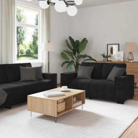 Sofa Set Black Velvet 2-piece set Sofa Set Rectangular ...