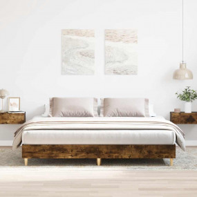 Bed Frame Smoked Oak Engineered wood Large Durable Bed ...