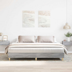 Bed Frame Grey Sonoma Engineered wood, Solid eucalyptus...