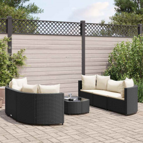Patio Sofa Set Set of 6 Black PE rattan