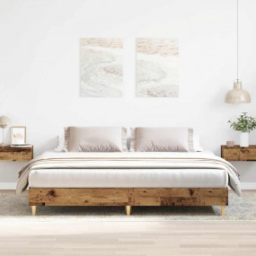 Bed Frame Old Wood Engineered wood, Solid eucalyptus wo...