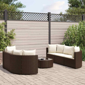 Patio Sofa Set Set of 6 Brown, Cream White