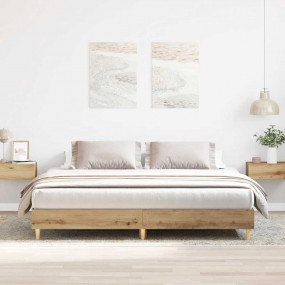 Bed Frame Artisan oak Engineered wood, solid eucalyptus...