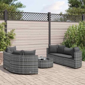 Patio Sofa Set Set of 6 Grey PE rattan Modular Modular