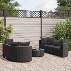Patio Sofa Set Set of 6 Black