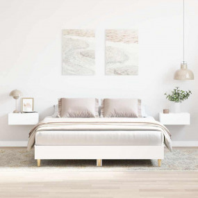 Bed Frame White Engineered wood King Bed Frame Rectangu...