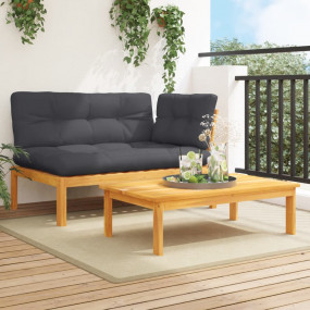 Pallet Sofa Set Anthracite and natural wood