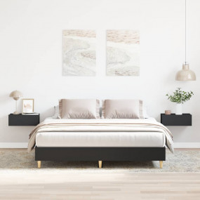 Bed Frame Black Engineered wood, solid eucalyptus wood,...