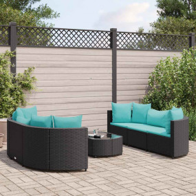 Patio Sofa Set Set of 6 Black