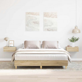 Bed Frame Sonoma Oak Engineered wood, Solid eucalyptus ...