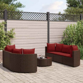 Patio Sofa Set Set of 6 Brown