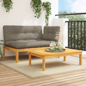 Patio Sofa Set Taupe Solid Acacia Wood Medium Modular