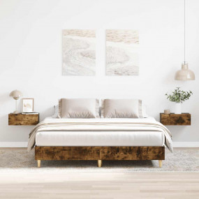 Bed Frame Smoked oak Engineered wood, Solid eucalyptus ...