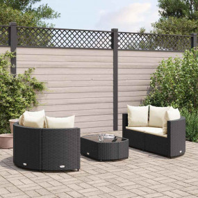 Patio Sofa Set Set of 5 Black PE rattan, Cream white cu...