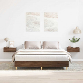 Bed Frame Brown Oak Engineered Wood King Size Durable B...