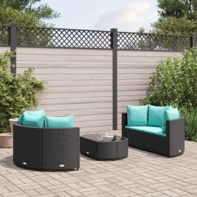 Patio Sofa Set Set of 5 Black PE rattan One size