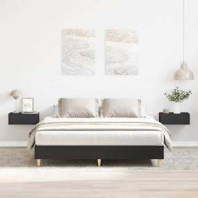 Bed Frame Black Engineered wood, solid eucalyptus wood ...