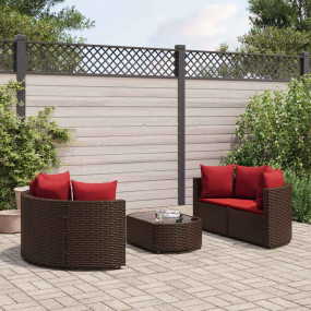 Patio Sofa Set Set of 5 Brown