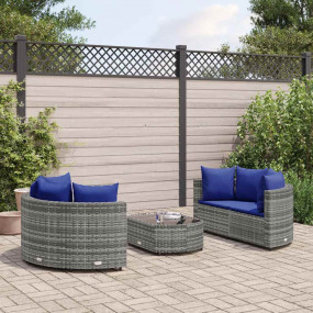 Patio Sofa Set Set of 5 Gray PE rattan 5-Piece Set Modu...
