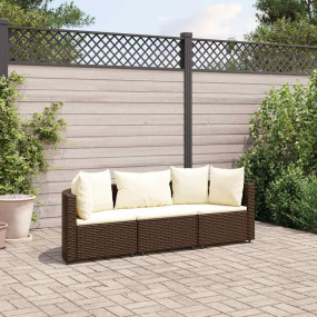 Patio Sofa Set Set of 3 Brown and Cream