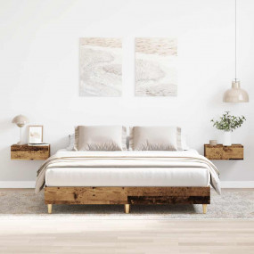 Bed Frame Old Wood Engineered Wood and Solid Eucalyptus...