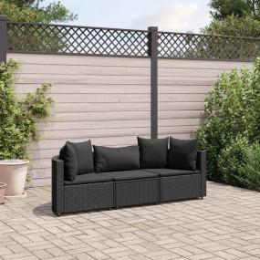 Patio Sofa Set Set of 3 Black