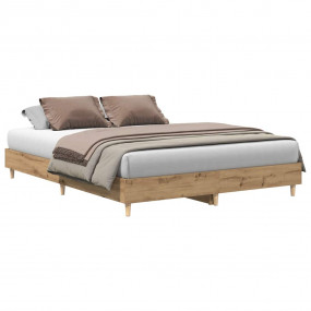 Bed Frame Artisan Oak Engineered Wood, Solid Eucalyptus...