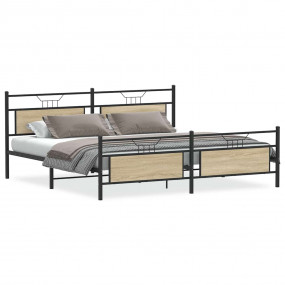 Bed Frame Sonoma oak Steel, Engineered Wood Double bed ...