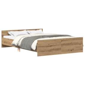 Bed Frame Artisan Oak Engineered Wood, Plywood Double T...