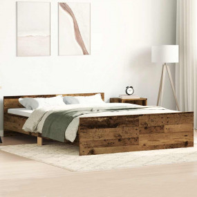 Bed Frame Old wood Engineered wood, solid pine wood Dou...