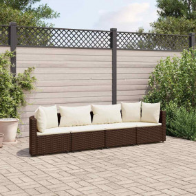 Patio Sofa Set Set of 4 Brown PE rattan, powder-coated ...